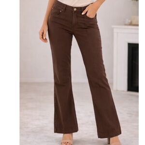 GLORIA VANDERBILT JEANS Brown 5 Pocket Wide Leg Flared Pants Size 8